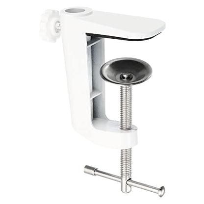 PATIKIL 0.29"/0.47" Hole Dia. Desk Table Mount Clamp, Universal C Shape Desk Clamp with Adjustable Screw for Microphone Arm Lamp Stand, White - color: White