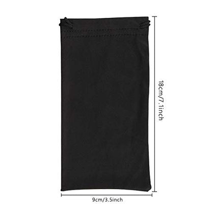 6pcs Eyeglasses Sunglasses Microfiber Pouch Bag, Cell Phone Storage Pouch 7.1" x 3.5" - color: Black