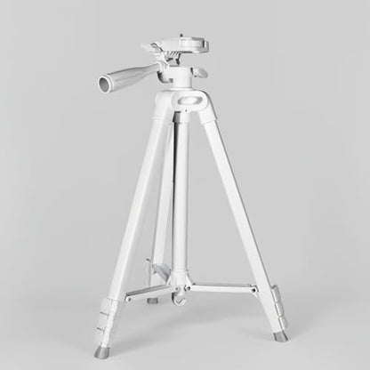 White Lightweight Tripod - 17" to 57" Adjustable Height with 360° Pan Head, Universal 1/4" Screw for Smartphone/DSLR/Camera/Projector - Ideal for Vlogging/Photography/Travel/Live Streaming