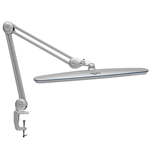 Task Lamp with Clamp, Bright 117PCS LEDs, Metal Swing Arm 24W 2200 Lumen Dimmable Led Desk Lamp for Architect Home Office Study Reading Dorm Workbench Craft, 23 Inch Working Lamp(Silver) - color: Silver