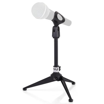 Pyle Desktop Tripod Microphone Stand - Adjustable Height 4.7” to 8.7” with Heavy Duty Clutch, Supports 5 Lbs, Ideal for Podcast, Screencasts, or Desktop Applications - size: 8.7-inches