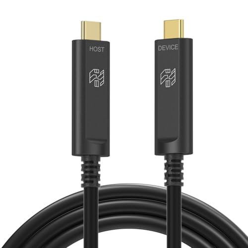 65ft USB C to USB C Cable Fiber Optic,Long Extension 10Gbps High Speed Data Transfer,Compatible with Webcams, Cameras,Gaming Consoles,Hubs,HDDs,VR AR,Black - color: Black, size: 65ft