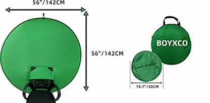 Gen2 Collapsible Portable Webcam Background Chroma Key Greenfor Video Chats, Zoom, Skype, Backdrop Video Calls, Chromakey (58in×58in)