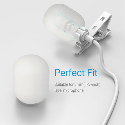 Cubilux Foam Cover for Lavalier Lapel Microphone, Windscreen for Mini Clip-On Lav MIC, Foam Cover, 10-Pack, White - color: Foam Cover, 10-Pack, White