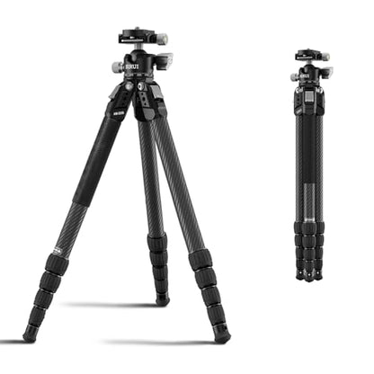 SIRUI Carbon Fiber Travel Tripod, 50" Compact Lightweight Backpack Tripod with Low Profile Ball Head with Quick Release Plate for Arca, 6 Mounting Points for Camera and Phone, AM-225S+G0 - size: AM-225S+G0