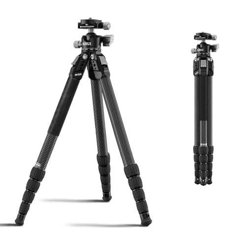 SIRUI Carbon Fiber Travel Tripod, 50" Compact Lightweight Backpack Tripod with Low Profile Ball Head with Quick Release Plate for Arca, 6 Mounting Points for Camera and Phone, AM-225S+G0 - size: AM-225S+G0