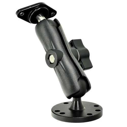 VAUBORTTI Aluminum 1-Inch Ball Mount with Diamond and Round Base, AMPS Hole Pattern for Car Boat Dash Mounting, Compatible with RAM B Size, for GPS Fish Finder Tablet Camera