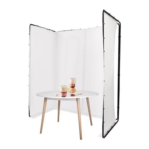 7.87ft x 13.12ft Green Screen Backdrop with Stand, Large Collapsible Green Backdrop w/Stand Foldable Frame for Parties Photography Video Shooting Live Streaming Gaming YouTube Creators (White) - color: White