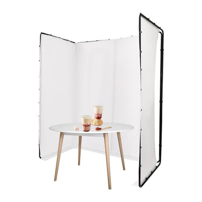 7.87ft x 13.12ft White Screen Backdrop with Stand, 4-Panel Collapsible Portable Photo Background Screen with Carry Bag for Studio Photography, Live Streaming, Video Shooting, Gaming (White) - color: White