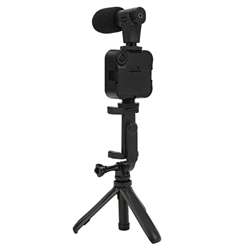 Smartphone Vlogging Microphone Kit, 5 - in - 1 Live Broadcast Phone Video with LED Fill Light and Desktop Stand, Tripod Phone Holder - Omnidirectional Sound, 360 - Degree Rotatio