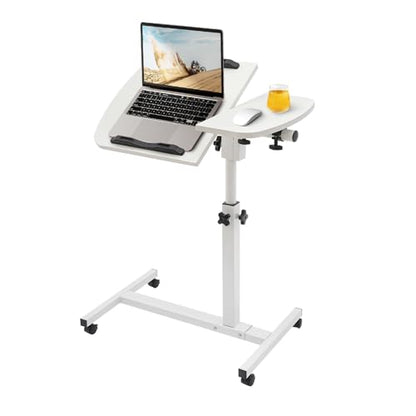 Adjustable Rolling Laptop Desk Stand,Laptop Mobile Stand with Wheels,Portable Computer Workstation with Tiltable Desktop for Teacher Classroom Home Office