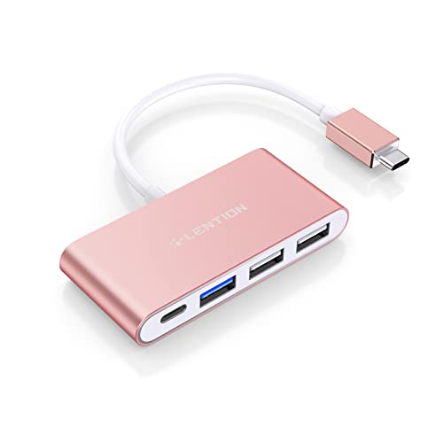 LENTION 4-in-1 USB-C Hub, USB3.0, USB2.0, 100W Charging, Multiport Adapter | Ideal for Work & Study, Stable Driver 3.0 Certified, Compatible with macOS, iOS/iPadOS, Windows & ChromeOS (C13, Rose Gold) - color: Rose Gold