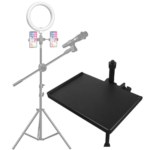 Mic Sound Card Holder For Microphone Stand Tray Clamp-On Mic Rack Tray Height Adjustable With O-Rings Clamps Desktop Speaker Stand