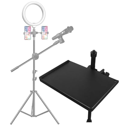 Mic Sound Card Holder For Microphone Stand Tray Clamp-On Mic Rack Tray Height Adjustable With O-Rings Clamps Desktop Speaker Stand