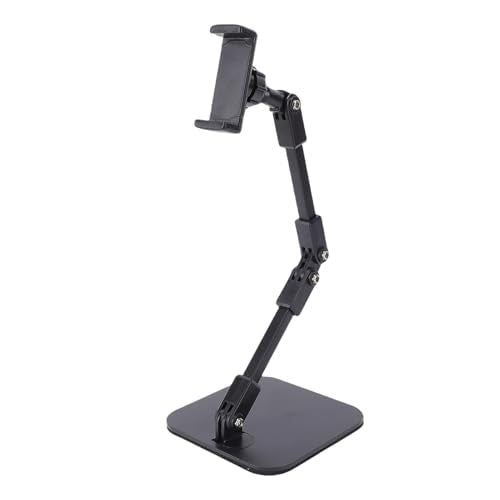 Desktop Phone Stand, Height Adjustable Phone Holder with 360 Degree Rotatable Arm and Stable Steel Base for Live Streaming Recording Video Calls and Work from Home Meetings