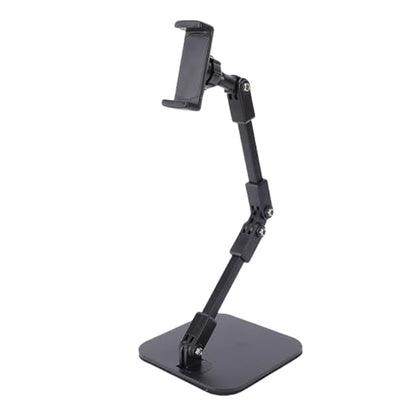 Desktop Phone Stand, Height Adjustable Phone Holder with 360 Degree Rotatable Arm and Stable Steel Base for Live Streaming Recording Video Calls and Work from Home Meetings