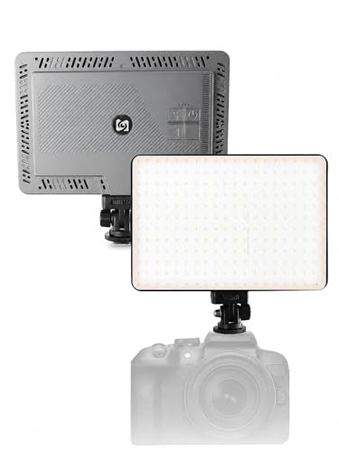 LED Video Light Panel, Dimmable DSLR Camera Light for Pictures Photo Video Recording with 4000mAh Rechargeable Battery, Cold Shoe, 240pcs Lamp Beads, CRI>95 2700K-6500K for Photography Live Streaming