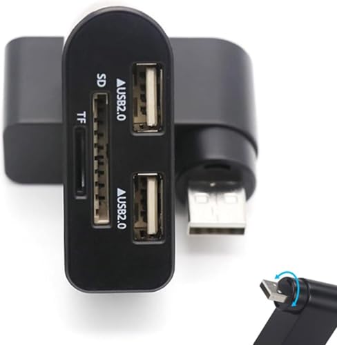 1Pc Black 4 in 1 USB 2.0 Hub Docking Station 1 USB2.0 480Mbps 180 Degrees Rotatable Splitter Card Fast Reader for Laptop Notebook USB Hub Adapter Computer Accessories and Peripherals