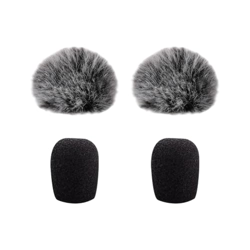 4 Pcs Black Microphone Windscreens Foam Mic Covers Furry Headset Covers Lapel Mic Sponge Covers Small Size Microphone Covers for Noise Reduction