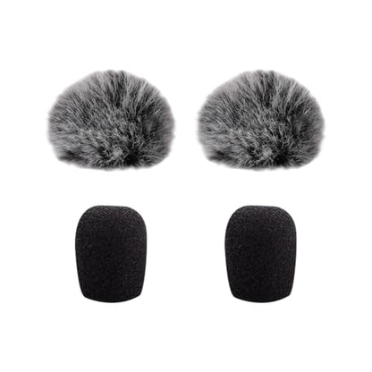 4 Pcs Black Microphone Windscreens Foam Mic Covers Furry Headset Covers Lapel Mic Sponge Covers Small Size Microphone Covers for Noise Reduction