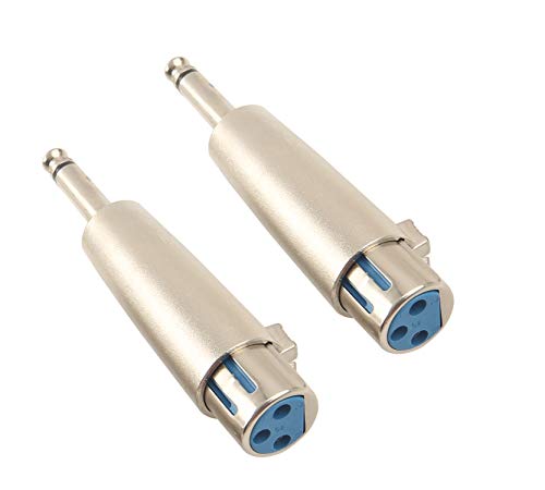 Professional 6.35mm 1/4 Inch Mono Male Plug to 3 Pin XLR Female Jack Stereo Audio Microphone Adapter Converter Connector (2 Pack) - color: SET 2