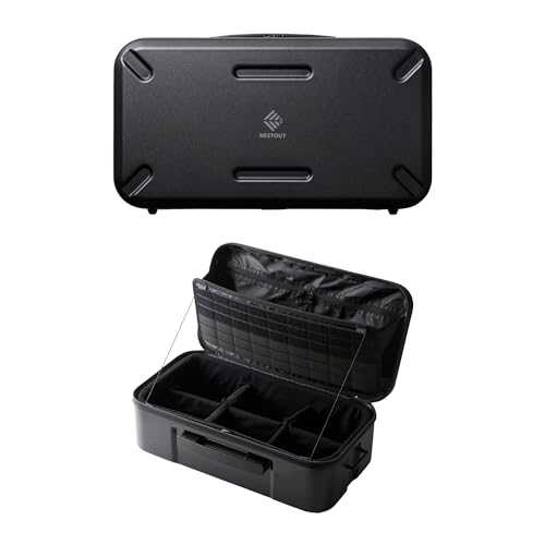 ELECOM NESTOUT Gear Storage Case, Lightweight Hard Shell Organizer, Water-Resistant, Stackable Organizer with Padded Dividers, Fits Cameras & Accessories Travel Outdoor Tech Accessories - color: Black