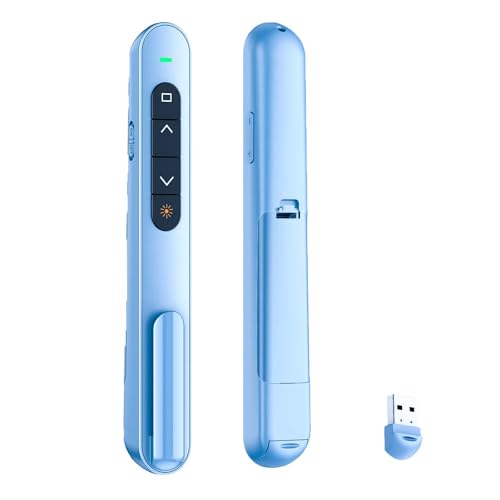 QUI Presentation Clicker with Volume Control, 2.4GHz USB Wireless Presenter Remote, PowerPoint Clicker Slide Advancer Compatible with Mac, Windows, Google Slides, Keynote - color: Blue, size: S