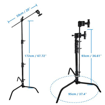 Kupo 20" C-Stand Turtle Base Kit Professional Grip Stand with 2.5" Grip Head and 20" Grip Arm, Heavy-Duty Steel Construction for Photography and Video Lighting - Black (KS704611) - color: Black, style: 20" Turtle Base Kit