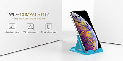 MoKo 2PCS Phone/Tablet Stand, Desktop Holder for 4-11" Device, Fit with iPhone 17/17 Air/17 Pro/17 Pro Max, iPhone 16/Pro/Pro Max/Plus, iPhone 15/Pro/Pro Max/Plus, iPhone 14/Pro/Pro Max/Plus - color: White + Blue
