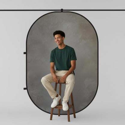Kate Collapsible Backdrop Pop Up Photography Backdrops Folded Gray Grey 2-in-1 Double Side Background, for Photography, for Photographers, for Video, for Pictures, 5x6.5ft