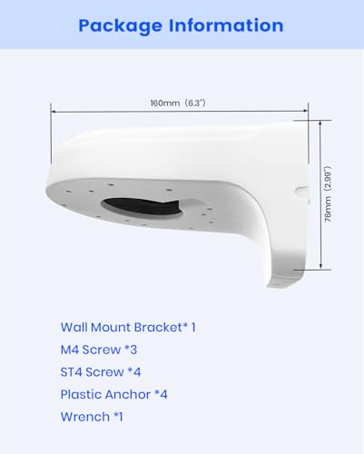 Compatible with HDW4433C-A, HDBW4431R-ZS, HDBW4431R-S, HDBW4431R-AS and Related Series, Waterproof Wall Mount Bracket, Aluminum Alloy Arm for IP Dome Cameras - size: Pole Bracket 1 for Dome Cam