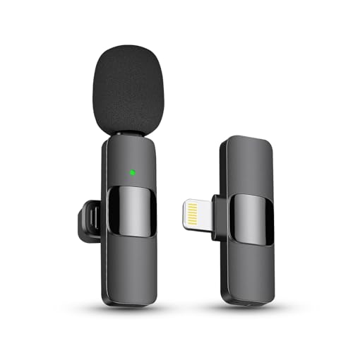 KASHEVI Wireless Lavalier Microphone for iPhone 14 Below - Mini Phone Microphones for Video Recording - 2 Clip on Lav Mic for YouTube Interview Vlog