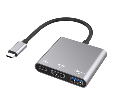 USB C Hub,USB-c Digital av Multiport Adapter with 4K HDMI Output/USB-C Fasting Charging Port&USB 3.0 Port Compatible for MacBook Pro M1/16-20 Air M1/18-20 iMac,XPS, Laptop (Grey - USB c3 in 1) - color: Grey - usb c3 IN 1