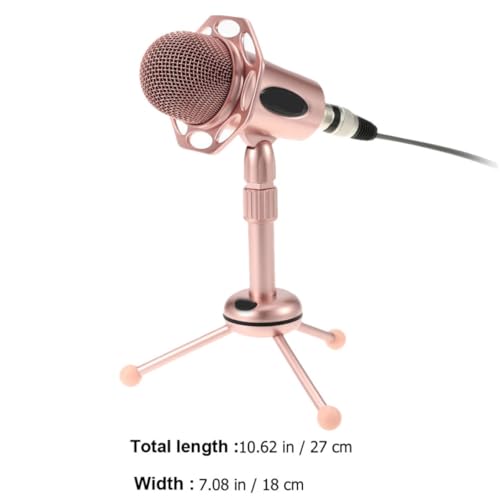 Toddmomy Flexible Alloy Microphone Kit with Stable Pedestal for Game Voice Chat and Live Streaming, Modern Simple Appearance Desktop Microphone Accessory in Pink,