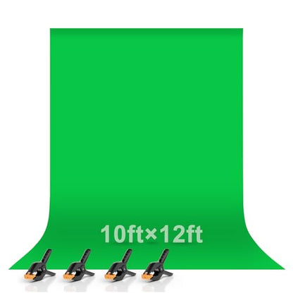 EMART Green Screen Backdrop, 10 x 12 Ft Photography Greenscreen Background Sheet Fabric Kit for YouTube Video Streaming Zoom, Small Photo Chromakey Muslin Cloth Curtain with 4 Clip - color: Green, size: 10 x 12 Ft