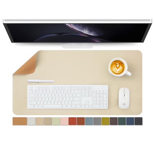 Cork Desk Mat - Dual-Sided Desk Pad for Office and Home - Desk Organization and Accessories - Ideal for Large Mouse Pad and Desk Mats on Top of Desks(Beige,27.6"x 13.8") - color: Beige, size: 27.6" x 13.8"