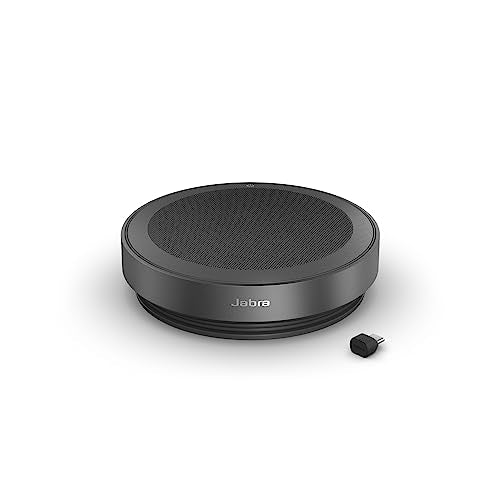 Jabra Speak2 75 (2025 Edition) Wireless Bluetooth Speakerphone - 4 Noise-Cancelling Mics, 65mm Speakers - New Linking Feature - USB-C Dongle - Certified for Microsoft Teams - Dark Grey - size: Bluetooth & USB-C Adapter, style: Teams Certified