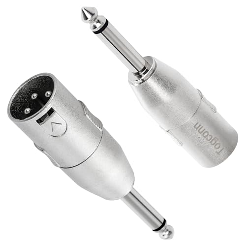 1/4" TS to XLR Adapter 2 Pack - 6.35mm 1/4" TS to XLR Male Connector - color: TS 6.35mm Male to XLR Male, size: 2 Pack