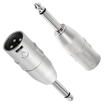 1/4" TS to XLR Adapter 2 Pack - 6.35mm 1/4" TS to XLR Male Connector - color: TS 6.35mm Male to XLR Male, size: 2 Pack