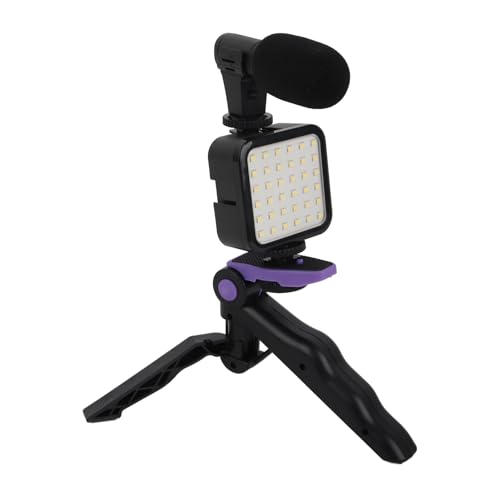 Live Video Mobile Phone Photography Set with Fill Light, Microphone & Desktop Tripod, Adjustable Brightness & Noise Reduction - Portable Live Streaming Kit for Content Creato