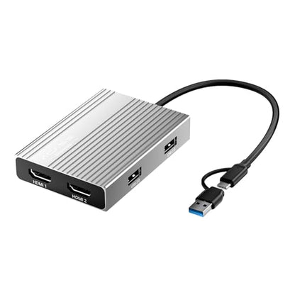 ACASIS USB C to Dual HDMI DisplayLink Adapter, 4K@60Hz, 2 HDMI & 3 USB-A Ports, 100W PD Charging, USB C DisplayLink Docking Station for Mac M1/M2/M3/M4/Windows,USB A/C to Dual Monitor Adapter(Silver) - color: Silver