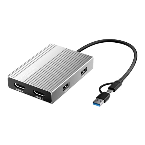 ACASIS USB C to Dual HDMI DisplayLink Adapter, 4K@60Hz, 2 HDMI & 3 USB-A Ports, 100W PD Charging, USB C DisplayLink Docking Station for Mac M1/M2/M3/M4/Windows,USB A/C to Dual Monitor Adapter(Silver) - color: Silver