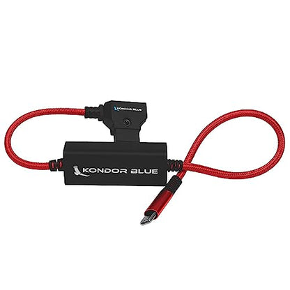 KONDOR BLUE | 16 Inch D-Tap to USB-C PD Power Delivery Cable, 2-Way | 65W Fast Charge, 5V 9V 12V PD, Smart D-Tap Reverse Polarity Protection for Mirrorless Cameras and Camera Rigs | Red - color: Red