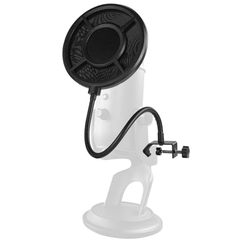 NEEWER Metal Pop Filter for Microphone, Six Layer Professional Foam Mic Isolation Shield Windscreen Cover with Flexible Arm for Podcast Live Streaming Voice Over Singing Studio Music Recording, MS044