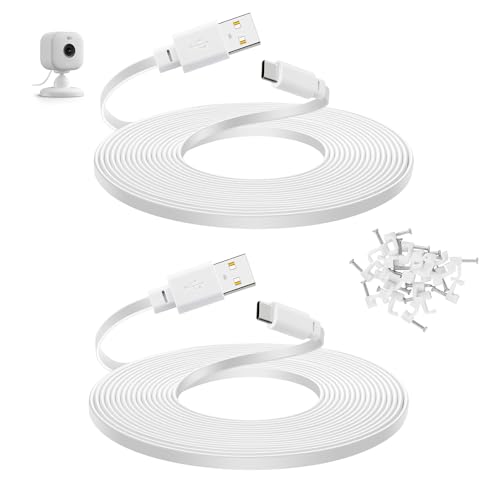 2-Pack 30 ft Power Cord for Blink Mini 2, Blink Outdoor 4 Camera, Long USB C Extension Cable - color: White