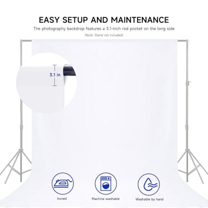 YSKE-Professional White Photography Backdrop10X7ft - Machine Washable Seamless Background for Studio & Video - color: White, size: 10X7
