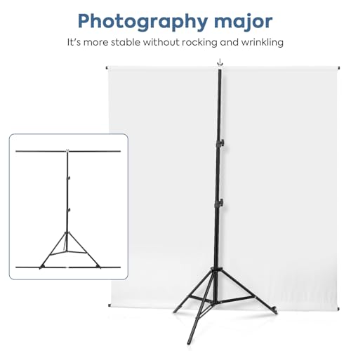 White Screen Backdrop Kit with Stand, Huzofexo 6.5x6.5ft Adjustable Stable Photography Whitescreen Support Stand Kit Chromakey Background for Photo Studio,Vedio,Product Portrait, Streaming, Gaming