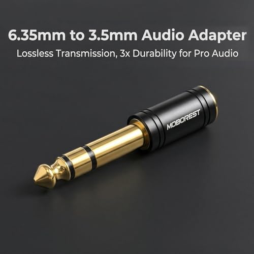 MOBOREST 1/4'' (6.35mm) Male TRS Plug to 1/8'' (3.5mm) Female Socket Stereo Audio Jack Pure Copper Adapter for Headphone, Amp, Adapte - Black 1PCS - color: BLACK-1PCS