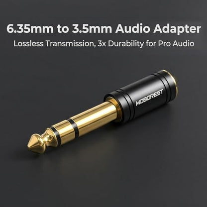 MOBOREST 1/4'' (6.35mm) Male TRS Plug to 1/8'' (3.5mm) Female Socket Stereo Audio Jack Pure Copper Adapter for Headphone, Amp, Adapte - Black 1PCS - color: BLACK-1PCS