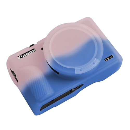 G7X Mark III Case, Soft Silicone Protective Case Cover for Canon Powershot G7X Mark III Digital Camera, Durable Camera Body Skin Protector with Removable Lens Cover, Pink Blue - color: Pink Blue